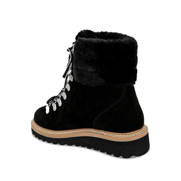 New Splendid Women's Evita Suede Faux Fur Trim Wedge Hiker Booties Sz 8M #451 - Picture 2 of 11